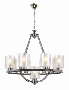 SANTINI W9 żyrandol loft chrom szklane proste klosze 9xE27