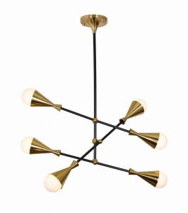 VALPINA W6 industrialna lampa wisząca mosiądz 6xG9