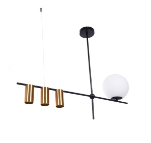 DRINO W4 nowoczesna lampa nad stół czarna z mosiądzem 3xGU10 1xE27