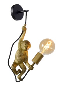 EXTRAVAGANZA CHIMP kinkiet szympans 1xE27 złota małpka na przewodzie trzymająca oprawkę do żarówki