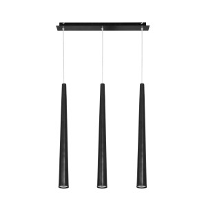 QUEBECK lampa wisząca długi czarny lejek 3xGU10 nad stół barek wyspę