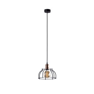 WORKSHOP C lampa wisząca loftowa 1xE27 czarna z dodatkiem miedzi