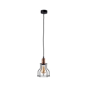 WORKSHOP B lampa wisząca loftowa 1xE27 czarna z dodatkiem miedzi