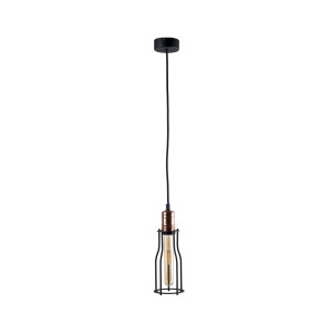 WORKSHOP A lampa wisząca loftowa 1xE27 czarna z dodatkiem miedzi