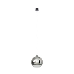 GLOBE M lampa wisząca szklana kula chromowana fi 20cm 1xE27