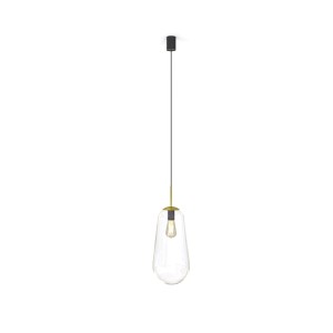 PEAR L lampa wisząca duża klosz szklany przezroczysty wykończenie czarno-złote