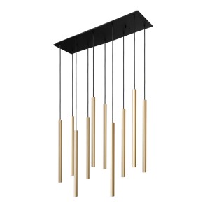 LASER 490 lampa wisząca rurki 10xG9 złota mosiądz/czarny