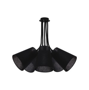 FLEX SHADE lampa sufitowa biała elastyczne ramiona 5xE27 czarny abażur