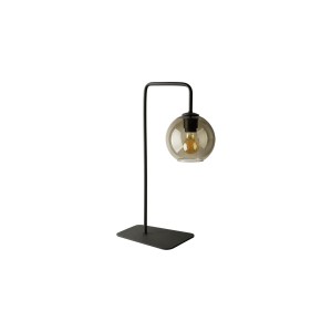MONACO lampa stołowa czarna z kloszem dymionym E27