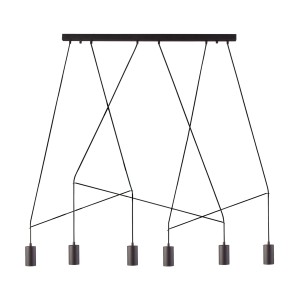 IMBRIA nowoczesna lampa nad stół czarne tubki 6xGU10