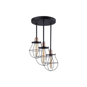 MANUFACTURE lampa sufitowa loftowa 3xE27 czarna z dodatkiem miedzi