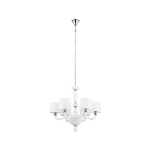NEWPORT elegancka lampa wisząca z białym szkłem na łańcuchu 6XE14 biały abażur