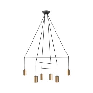 IMBRIA nowoczesna lampa wisząca złote tubki 6xGU10