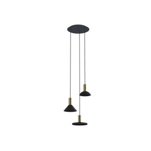 HERMANOS III lampa wisząca 3xGU10 czarna/mosiądz