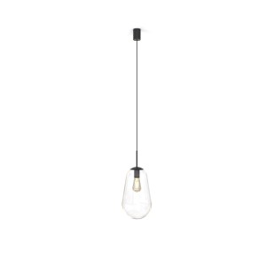 PEAR M lampa wisząca średnia klosz szklany przezroczysty wykończenie czarne