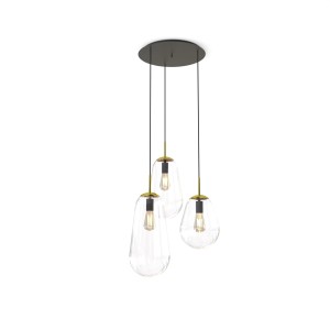 PEAR lampa wisząca klosze szklane przezroczyste różne rozmiary wykończenie czarno-złote