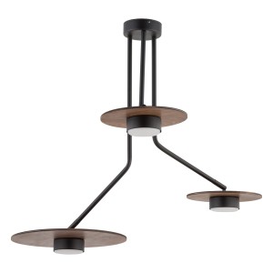 DISK lampa sufitowa czarna ciemne drewno 3xGX53