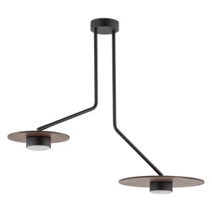 DISK lampa sufitowa czarna ciemne drewno 2xGX53