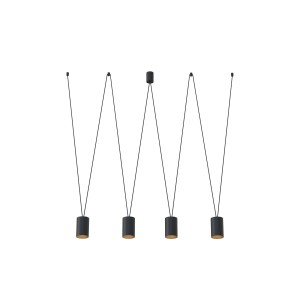 MORE TONE lampa wiszące duże tuby w zygzak 4xGU10 czarna złota