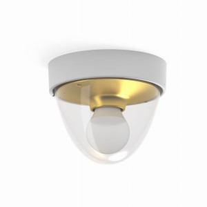 NOOK SENSOR plafon zewnętrzny biały/złoty klosz jajowaty przezroczysty E27 z czujnikiem ruchu