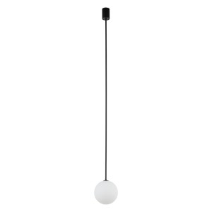 KIER L lampa wisząca G9 mleczna kula szklana duża wykończenie czarne