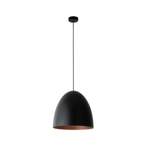EGG M lampa wisząca 38cm czarna/środek miedź