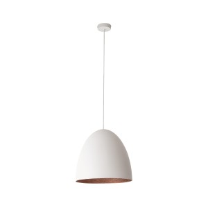 EGG M lampa wisząca 38cm biała/środek miedź