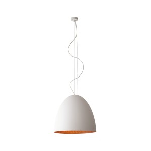 EGG L lampa wisząca 55cm biała/środek miedź