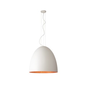 EGG XL lampa wisząca 75cm biała/środek miedź