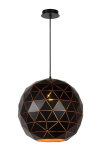 OTONA lampa wisząca czarna geometryczna kula z prześwitami fi 40cm 1xE27