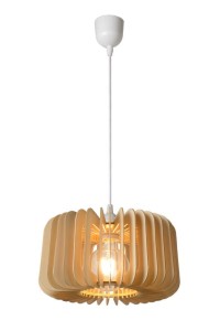 ETTA lampa wisząca abażur z drewnianych płytek  fi 29 cm w kolorze naturalnym 1xE27 wykończenie białe