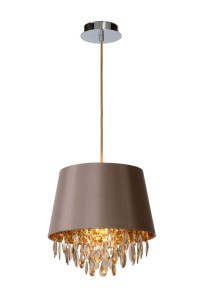 DOLTI lampa wisząca abażur szary fi 30cm ozdobne akrylowe zawieszki imitujące kryształki 1xE27 wykończenie chrom