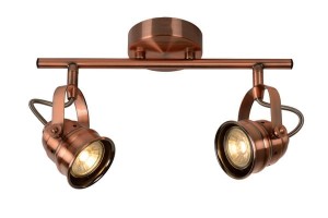 CIGAL miedziane reflektorki regulowane na listwie LED 2x5W GU10 2700K żarówki w zestawie
