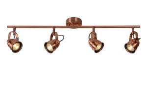 CIGAL miedziane reflektorki regulowane na listwie LED 4x5W GU10 2700K żarówki w zestawie