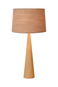 CONOS lampa stołowa podstawa drewniany stożek abażur kremowy z dodatkiem brązu 1xE27