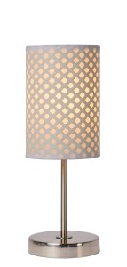 MODA lampa stołowa satynowa z ażurowym białym abażurem 1xE27