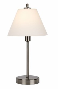 TOUCH lampa stołowa satynowa z białym szklanym kloszem 1xE14 ściemnianie dotykowe