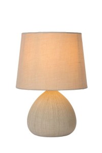 RAMZI lampka ceramiczna w kolorze kremowym struktura szczotkowana 26cm 1xE14
