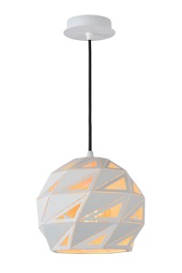 MALUNGA lampa wisząca geometryczna biała kula z prześwitami 1xE27