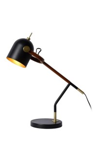 WAYLON lampa biurkowa czarna w stylu vintage 1xE27 z dodatkiem złota regulowana