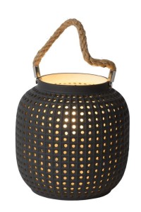SAFIYA lampa stołowa szara porcelana 1xE14 lampion na szafkę