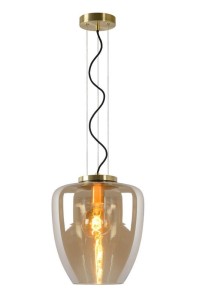 FLORIEN lampa wisząca złota z kloszem fi 28cm szkło amber 1xE27