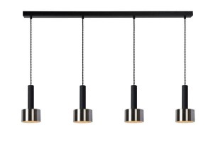 TEUN lampa wisząca retro czarna nad stół klosze niklowane fi 13cm 4xE27