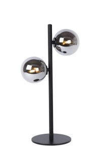TYCHO lampa stołowa czarna z kloszami z dymionego szkła 2xG9