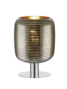 ERYN elegancka lampa stolikowa chromowana klosz szklany od wewnątrz złoty z delikatnymi prześwitami 1xE27