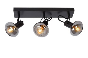 MADEE lampa ścienno-sufitowa 3xE14 czarna klosze dymione szkło regulowany