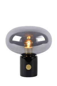 CHARLIZE lampa stołowa z czarnego marmuru z dymionym kloszem fi 23cm 1xE27