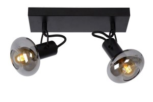 MADEE lampa ścienno-sufitowa 2xE14 czarna klosze dymione szkło regulowany