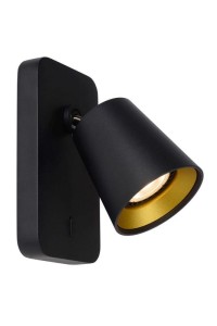 TURNON LED 5W 3000K DIM kinkiet czarno-złoty regulowany z włącznikiem żarówka LED GU10 ściemnialna w komplecie