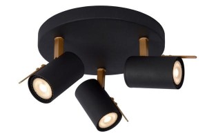 GRONY spoty na kole czarno-złote LED 3x5W 3000K DIM żarówka LED GU10 ściemnialna w komplecie